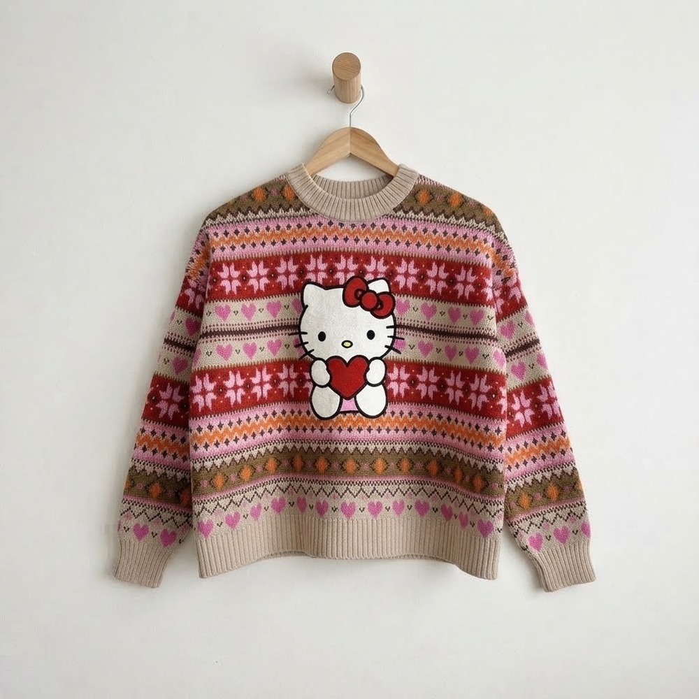 Forever 21 Hello Kitty & Friends Fair Isle Pullover Sweater Large Kawaii Sanrio